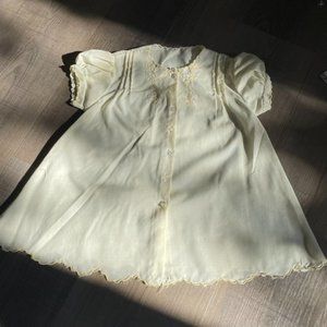 Vintage Handmade Yellow Button Embroidered Dress